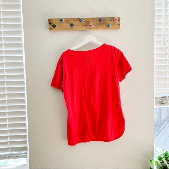 Johnny Was | Red Floral Embroidered Short Sleeve Boho Blouse Large Scoop Neck - Picture 5 of 5